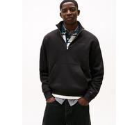 Sweatshirt TOMMY JEANS "TJM 90S SCRIPT RIB FLEECE", Herren, Gr. XXL, schwarz, Sweatware, Obermaterial: 80% Baumwolle, 20% Polyester, normal, Bündchen, Sweatshirts Sweatshirt, Troyerkragen mit Reißvers