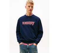 Sweatshirt TOMMY JEANS "TJM 90S TEXTURE GRAPHIC CREW", Damen, Gr. XXL, schwarz night navy, Sweatware, Obermaterial: 80% Baumwolle, 20% Polyester, regular fit, Rundhals, Bündchen, Sweatshirts Sweatshir