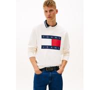 Sweatshirt TOMMY JEANS "TJM BIG FLAG CREWNECK", Damen, Gr. M, ancient weiß, Sweatware, Obermaterial: 100% Baumwolle, Rundhals, Bündchen, Sweatshirts Sweatshirt, regular fit (49235239-M) ancient weiß