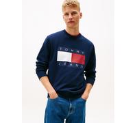 Sweatshirt TOMMY JEANS "TJM BIG FLAG CREWNECK", Herren, Gr. L, blau (schwarz night navy), Sweatware, Obermaterial: 100% Baumwolle, Rundhals, Bündchen, Sweatshirts Sweatshirt, regular fit (52833840-L)