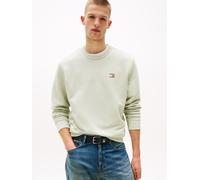 Sweatshirt TOMMY JEANS "TJM REG BADGE CREW EXT", Herren, Gr. S, misty sage tonal, Sweatware, Obermaterial: 100% Baumwolle, regular fit normal, Rundhals, eingesetzt Rippbündchen, Sweatshirts Sweatshirt