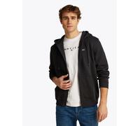 Sweatshirt TOMMY JEANS "TJM REG S FLAG ZIP FLEECE THRU", Herren, Gr. S, schwarz, Sweatware, Obermaterial: 80% Baumwolle, 20% Polyester, regular fit, breiter Bund, Sweatshirts Sweatshirt, mit bestickte