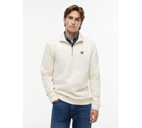 Sweatshirt TOMMY JEANS "TJM REGULAR BADGE QUARTER ZIP", Herren, Gr. L, beige (calico), Sweatware, Obermaterial: 100% Baumwolle, regular fit normal, Rippbündchen, Sweatshirts Sweatshirt (93057460-L) ca