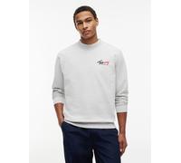Sweatshirt TOMMY JEANS "TJM REGULAR ENTRY SIGNATURE", Herren, Gr. XXL, grau (ice grau heather), Sweatware, Obermaterial: 100% Baumwolle, regular fit normal, Rundhals, Rippbündchen, Sweatshirts Sweatsh