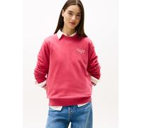 Sweatshirt TOMMY JEANS "TJW REG ESS LOGO 1 CREW EXT", Damen, Gr. XXXL(46), vintage cerise, Sweatware, Obermaterial: 100% Baumwolle, unifarben, regular fit normal, Rundhals, Rippbündchen, Sweatshirts (