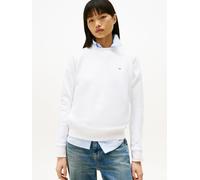 Sweatshirt TOMMY JEANS "TJW REG S FLAG CREW", Damen, Gr. S (36), weiß, Sweatware, Obermaterial: 80% Baumwolle, 20% Polyester, unifarben, regular fit normal, Rundhals, Rippbündchen, Sweatshirts Sweatsh