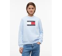 Sweatshirt TOMMY JEANS "TJW REG TJ FLAG CREW", Damen, Gr. S (36/38), kingly blau, Sweatware, Obermaterial: 100% Baumwolle, bedruckt, regular fit normal, Rundhals, Rippbündchen, Sweatshirts Sweatshirt,