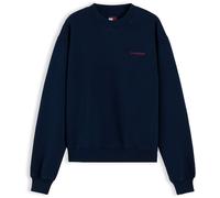 Sweatshirt TOMMY JEANS "TJW SCRIPT CREW", Damen, Gr. M (40), blau (dunkelblau), Sweatware, Obermaterial: 85% Baumwolle, 15% Polyester, unifarben, normal, Rundhals, Rippbündchen, Sweatshirts Sweatshirt