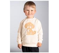 Sweatshirt TRIGEMA "TRIGEMA Baby Sweatshirt mit Hundemotiv und Schleife", Mädchen, Gr. 68, beige (natur), Sweatware, 50% Baumwolle, 50% Polyester, Basic, Rundhals, Sweatshirts Sweatshirt (78387566-68)