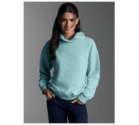 Sweatshirt TRIGEMA "TRIGEMA Dünner Oversize-Hoodie", Damen, Gr. XS, blau (gletscher), 50% Baumwolle, 50% Polyester, Basic, Sweatshirts (86545455-XS) gletscher