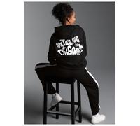 Sweatshirt TRIGEMA "TRIGEMA Hoodie mit großem Rückenprint", Damen, Gr. M, schwarz, 50% Baumwolle, 50% Polyester, Basic, Sweatshirts Sweatshirt (92460809-M) schwarz