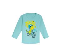 Sweatshirt TRIGEMA "TRIGEMA Langarmshirt mit großem Dino-Printmotiv", Jungen, Gr. 104, blau (gletscher), 95% Baumwolle, 5% Elasthan, Basic, Sweatshirts Sweatshirt (10918948-104) gletscher