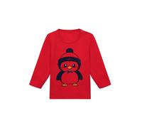 Sweatshirt TRIGEMA "TRIGEMA Langarmshirt mit süßem Pinguin-Print", Jungen, Gr. 104, braun (kirsch), 95% Baumwolle, 5% Elastan, Basic, Sweatshirts Sweatshirt (48871102-104) kirsch