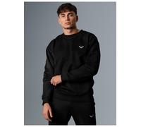 Sweatshirt TRIGEMA "TRIGEMA Oversized Sweatshirt mit Logo-Patch", Herren, Gr. XXL, schwarz, 70% Baumwolle, 30% Polyester, Basic, Sweatshirts (17887104-XXL) schwarz