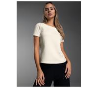 Sweatshirt TRIGEMA "TRIGEMA Shirt mit kurzen Ärmeln mit Kristallsteinen", Damen, Gr. L, beige (natur), Sweatware, 55% Polyester, 45% Baumwolle, normal, Rundhals, Sweatshirts Sweatshirt (82315003-L) na