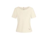 Sweatshirt TRIGEMA "TRIGEMA Shirt mit kurzen Ärmeln mit Kristallsteinen", Damen, Gr. XL, beige (natur), 55% Polyester, 45% Baumwolle, Sweatshirts Sweatshirt (82315003-XL) natur