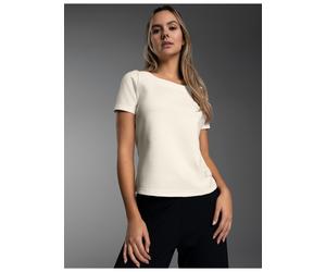 Sweatshirt TRIGEMA "TRIGEMA Shirt mit kurzen Ärmeln mit Kristallsteinen", Damen, Gr. XXL, beige (natur), Sweatware, 55% Polyester, 45% Baumwolle, normal, Rundhals, Sweatshirts Sweatshirt (82315003-XXL