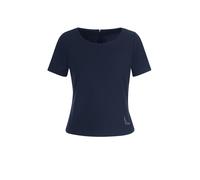 Sweatshirt TRIGEMA "TRIGEMA Shirt mit kurzen Ärmeln mit Kristallsteinen", Damen, Gr. XXL, blau (navy), 55% Polyester, 45% Baumwolle, Sweatshirts Sweatshirt (32979240-XXL) navy