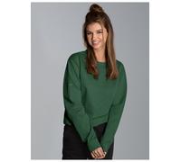 Sweatshirt TRIGEMA "TRIGEMA Sweatshirt aus Biobaumwolle", Damen, Gr. M, grün (efeu), 75% Baumwolle (Biobaumwolle kbA), 25% Baumwolle (recycelt), Basic, Sweatshirts Sweatshirt (24101618-M) efeu