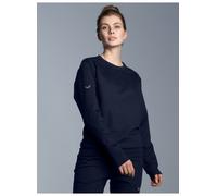 Sweatshirt TRIGEMA "TRIGEMA Sweatshirt aus Biobaumwolle", Damen, Gr. XL, blau (navy), 75% Baumwolle (Biobaumwolle kbA), 25% Baumwolle (recycelt), Basic, Sweatshirts (69841209-XL) navy