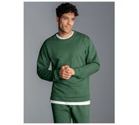 Sweatshirt TRIGEMA "TRIGEMA Sweatshirt aus Biobaumwolle", Herren, Gr. S, grün (efeu), Single Jersey, 75% Baumwolle (Biobaumwolle kbA), 25% Baumwolle (recycelt), Basic, lang, Rundhals, Sweatshirts Swea