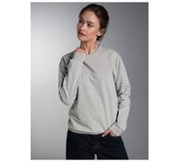 Sweatshirt TRIGEMA "TRIGEMA Sweatshirt", Damen, Gr. 5XL, grau (grau, melange), Sweatware, 70% Baumwolle, 30% Polyester, Basic, lang, Rundhals, Sweatshirts Sweatshirt (15713251-5XL) grau, melange