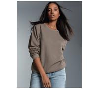 Sweatshirt TRIGEMA "TRIGEMA Sweatshirt in Waffeloptik", Damen, Gr. S, taupe, Piqué, 100% Baumwolle, Rundhals, Sweatshirts Sweatshirt (36221962-S) taupe
