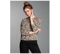 Sweatshirt TRIGEMA "TRIGEMA Sweatshirt mit Allover-Leo-Print", Damen, Gr. XXL, haselnuss, 50% Baumwolle, 50% Polyester, Sweatshirts Sweatshirt (52037100-XXL) haselnuss