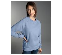 Sweatshirt TRIGEMA "TRIGEMA Sweatshirt mit angerauter Innenseite", Damen, Gr. L, pearl, blau, 70% Baumwolle, 30% Polyester, Basic, Sweatshirts (17086442-L) pearl, blau