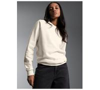 Sweatshirt TRIGEMA "TRIGEMA Sweatshirt mit angerauter Innenseite", Damen, Gr. M, natur, Sweatware, 70% Baumwolle, 30% Polyester, Basic, lang, Rundhals, Sweatshirts Sweatshirt (14973615-M) natur
