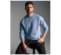 Sweatshirt TRIGEMA "TRIGEMA Sweatshirt mit angerauter Innenseite", Herren, Gr. S, pearl, blau, 70% Baumwolle, 30% Polyester, Basic, Sweatshirts Sweatshirt (21004745-S)