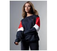 Sweatshirt TRIGEMA "TRIGEMA Sweatshirt mit kontrastfarbigen Elementen", Damen, Gr. 4XL, blau (navy), 70% Baumwolle, 30% Polyester, Sweatshirts Sweatshirt (84800604-4XL) navy