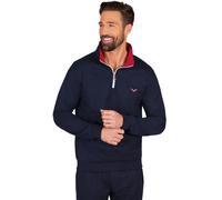 Sweatshirt TRIGEMA "TRIGEMA Sweatshirt mit Kragen und Reißverschluss", Herren, Gr. M, blau (navy), 70% Baumwolle, 30% Polyester, Sweatshirts Sweatshirt (85500661-M) navy