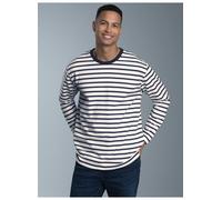 Sweatshirt TRIGEMA "TRIGEMA Sweatshirt mit Ringelmuster", Herren, Gr. XXL, beige (natur), 70% Baumwolle, 30% Polyester, Basic, Sweatshirts Sweatshirt (26585501-XXL) natur