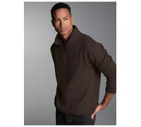 Sweatshirt TRIGEMA "TRIGEMA Troyer in Waffeloptik", Herren, Gr. M, braun (mocca), Piqué, 100% Baumwolle, Basic, Sweatshirts Sweatshirt (84580762-M) mocca