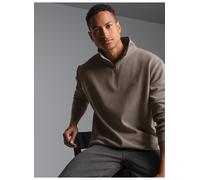 Sweatshirt TRIGEMA "TRIGEMA Troyer in Waffeloptik", Herren, Gr. XL, taupe, 100% Baumwolle, Basic, Sweatshirts (82796555-XL) taupe
