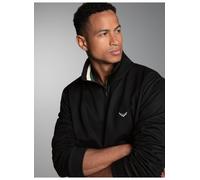 Sweatshirt TRIGEMA "TRIGEMA Troyer mit kontrastfarbigen Elementen", Herren, Gr. M, schwarz, 70% Baumwolle, 30% Polyester, Basic, Sweatshirts Sweatshirt (32961330-M) schwarz
