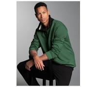 Sweatshirt TRIGEMA "TRIGEMA Troyer mit kontrastfarbigen Elementen", Herren, Gr. XL, efeu, 70% Baumwolle, 30% Polyester, Basic, Sweatshirts Sweatshirt (53643465-XL) efeu