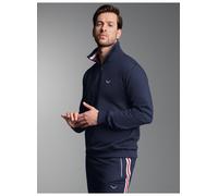 Sweatshirt TRIGEMA "TRIGEMA Troyer mit kontrastfarbigen Elementen", Herren, Gr. XXL, navy, 70% Baumwolle, 30% Polyester, Basic, Sweatshirts Sweatshirt (16589411-XXL) navy