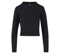 Sweatshirt URBAN CLASSICS "Urban Classics Damen Ladies Check Knit Sweater", Damen, Gr. S, schwarz, 60% Baumwolle, 40% Polyacryl, unifarben, normal, Rundhals, Sweatshirts Sweatshirt (69552728-S) schwar