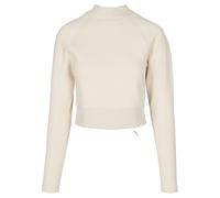 Sweatshirt URBAN CLASSICS "Urban Classics Damen Ladies Interlock Short Turtleneck Crew", Damen, Gr. L, beige (sand), 60% Polyester, 36% Baumwolle, 4% Elasthan, unifarben, Rundhals, Sweatshirts Sweatsh