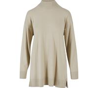 Sweatshirt URBAN CLASSICS "Urban Classics Damen Ladies Knitted Eco Viscose Sweater", Damen, Gr. S, beige (wetsand), 52% Viskose, 28% Polyester, 20% Polyamid, unifarben, oversize, herzförmiger Ausschni