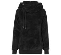Sweatshirt URBAN CLASSICS "Urban Classics Damen Ladies Long Teddy Hoody", Damen, Gr. M, schwarz, 100% Polyester, unifarben, Sweatshirts Sweatshirt (95723036-M) schwarz