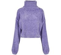 Sweatshirt URBAN CLASSICS "Urban Classics Damen Ladies Short Chenille Turtleneck Sweater", Damen, Gr. L, lila (lavender), 100% Polyester, unifarben, Rundhals, Sweatshirts Sweatshirt (50417854-L) laven
