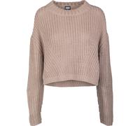 Sweatshirt URBAN CLASSICS "Urban Classics Damen Ladies Wide Oversize Sweater", Damen, Gr. M, taupe, 100% Polyacryl, unifarben, Rundhals, Sweatshirts Sweatshirt (67190402-M) taupe