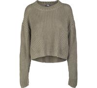 Rundhalspullover URBAN CLASSICS "Urban Classics Damen Ladies Wide Oversize Sweater", Damen, Gr. S, olive, 100% Polyacryl, unifarben, oversize, Rundhals, Pullover Rundhalspullover (65748557-S) olive