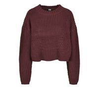 Rundhalspullover URBAN CLASSICS "Urban Classics Damen Ladies Wide Oversize Sweater", Damen, Gr. XS, cherry, 100% Polyacryl, unifarben, oversize, Rundhals, Pullover Rundhalspullover (51844050-XS) cherr