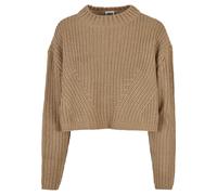 Rundhalspullover URBAN CLASSICS "Urban Classics Damen Ladies Wide Oversize Sweater", Damen, Gr. XXL, beige (unionbeige), 100% Polyacryl, unifarben, casual, oversize, Rundhals, Langarm, Pullover Grobst