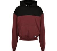 Sweatshirt URBAN CLASSICS "Urban Classics Herren Upper Block Hoody", Herren, Gr. S, cherry, blk, 65% Baumwolle, 35% Polyester, Sweatshirts Sweatshirt (29788752-S) cherry, blk