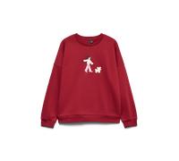 Sweatshirt VERO MODA "VMAMANDA BEA LS SWEAT BOX JRS", Damen, Gr. S, rot (biking rot detail:dog), Sweatware, Obermaterial: 60% Baumwolle, 40% Polyester, bedruckt, regular fit normal, Rundhals, Rippbünd